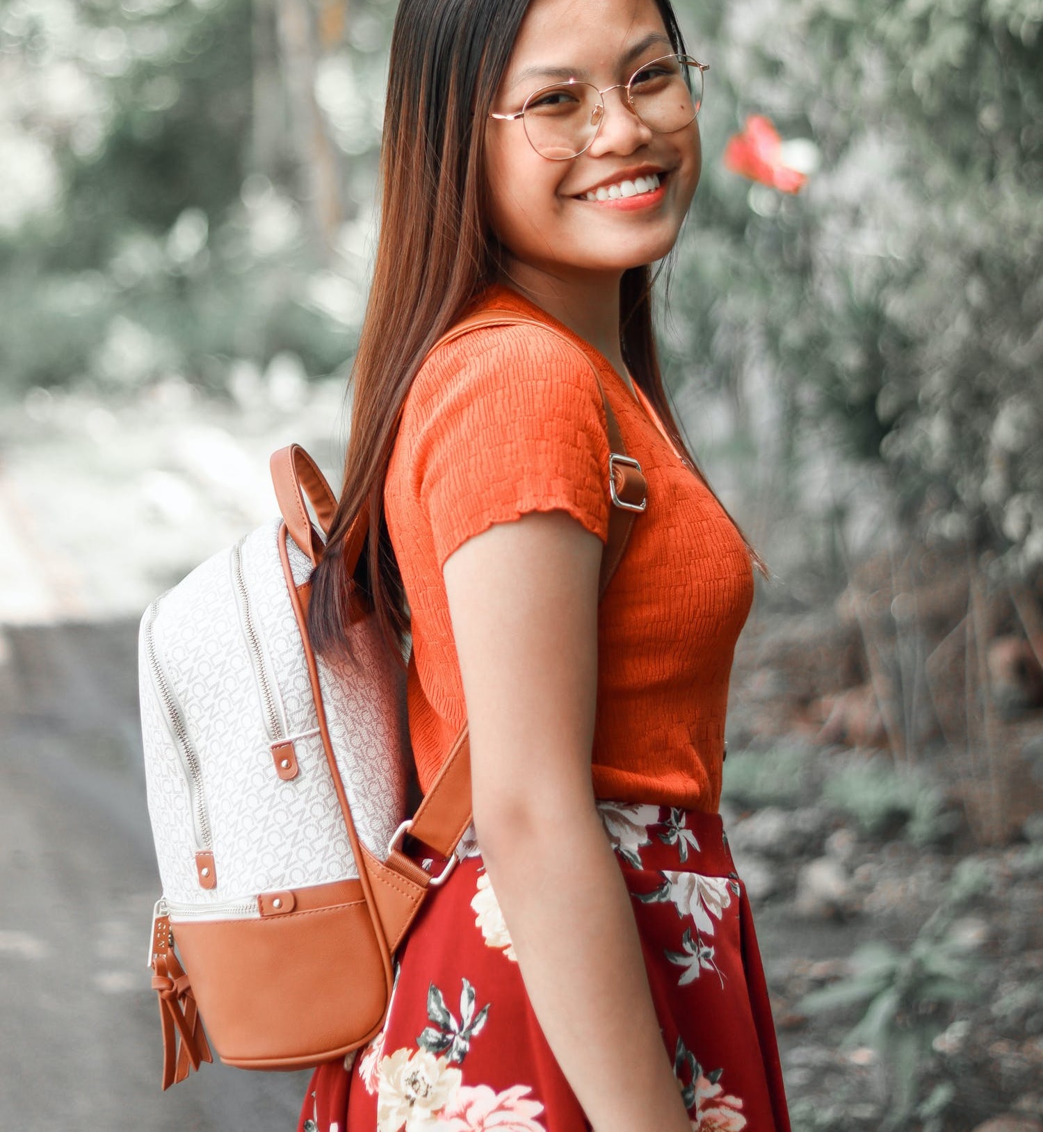 woman backpack purse